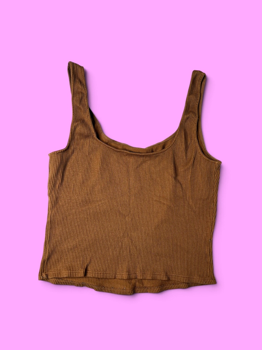 Dynamite Ribbed Scoop Tank Top - Caramel Brown